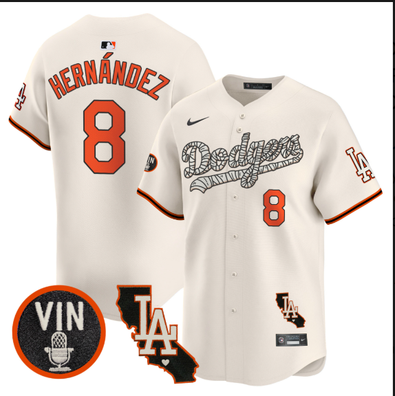 Men Los Angeles Dodgers 8 Hernandez 2025 cream Limited Stitched Jersey